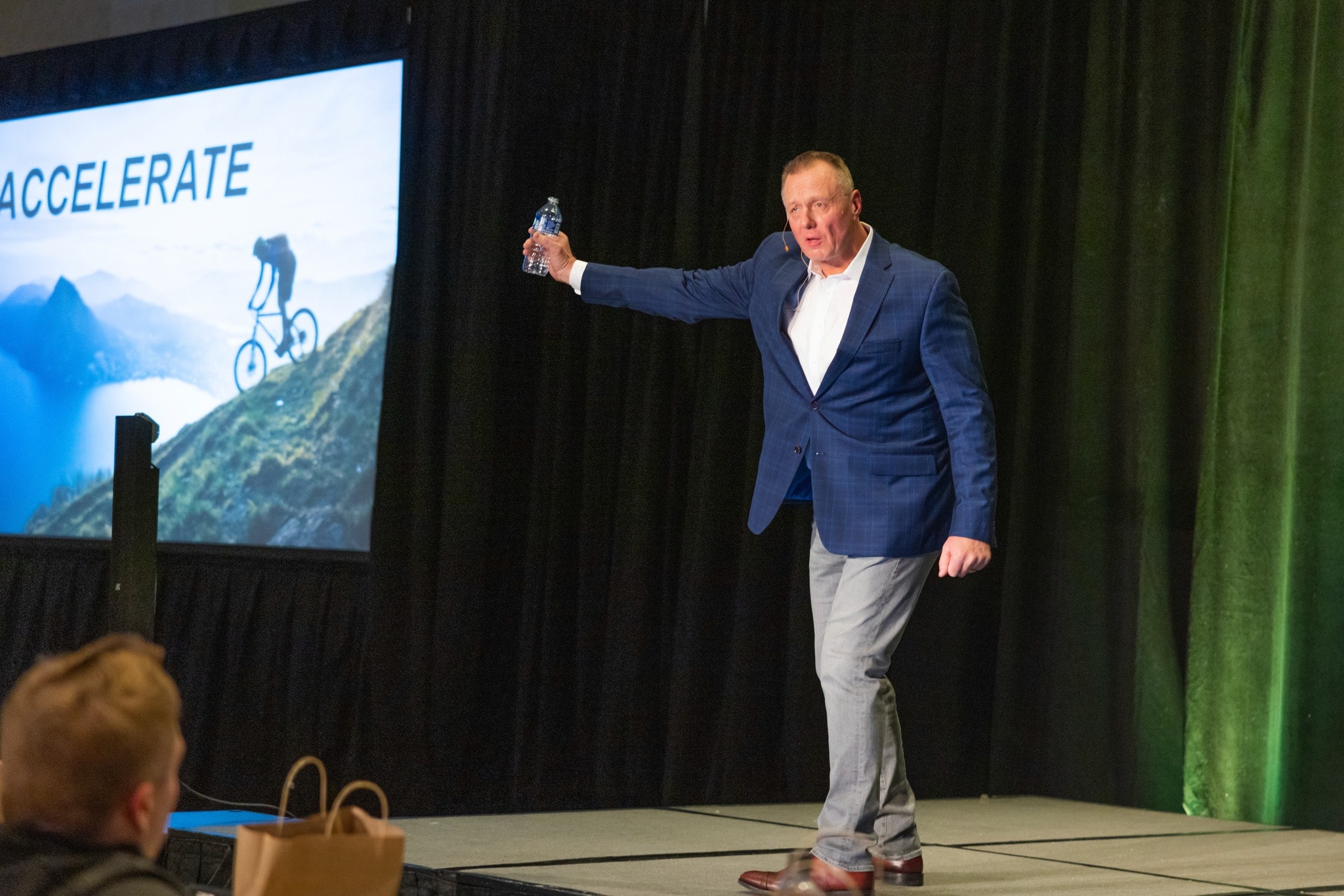 Grant Salisbury engaging an audience during a presentation.